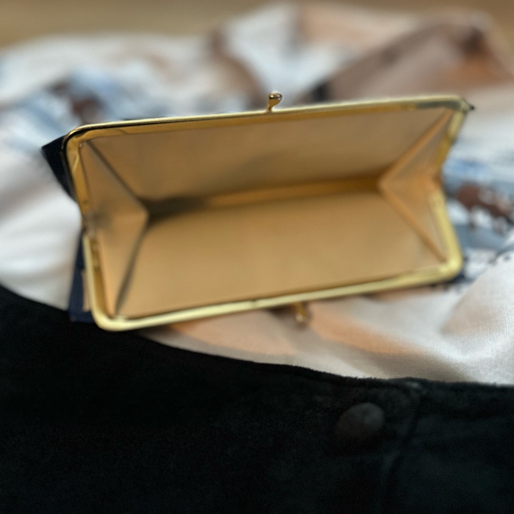Vintage Rolfs Blue Leather Wallet | Kiss Lock Coin Purse | Cowhide - Picture 6 of 10